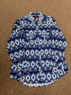 Rock & Roll Men's Long Sleeve Southwest Print Snap Shirt - Blue